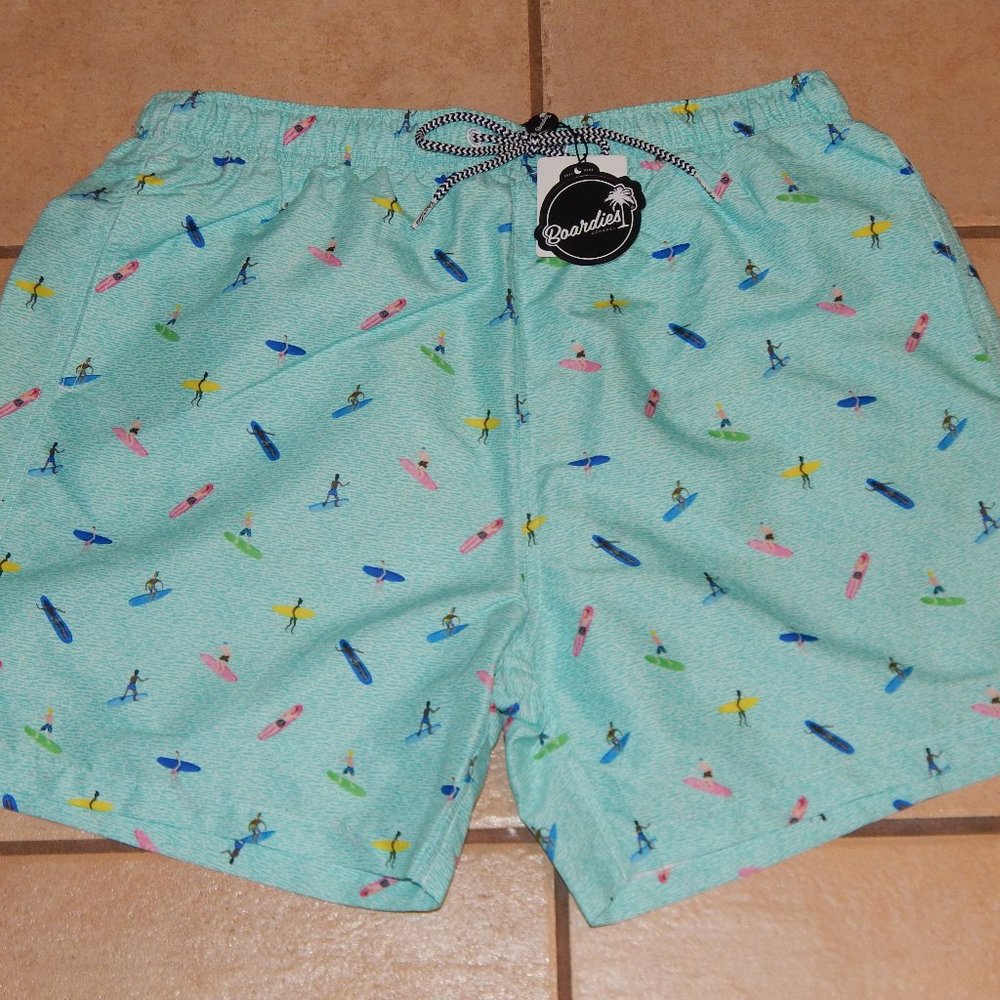 NWT $75 BOARDIES Aqua Green / Blue Surfer Swim XL